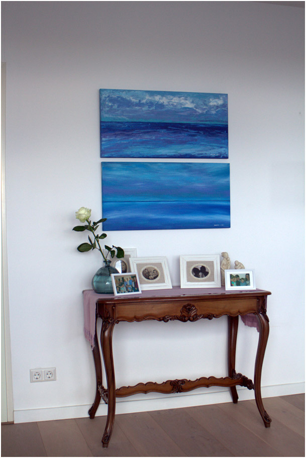 Schilderijen Blauwe Zee van Texels beeldend kunstenaar Angelina Stiehl