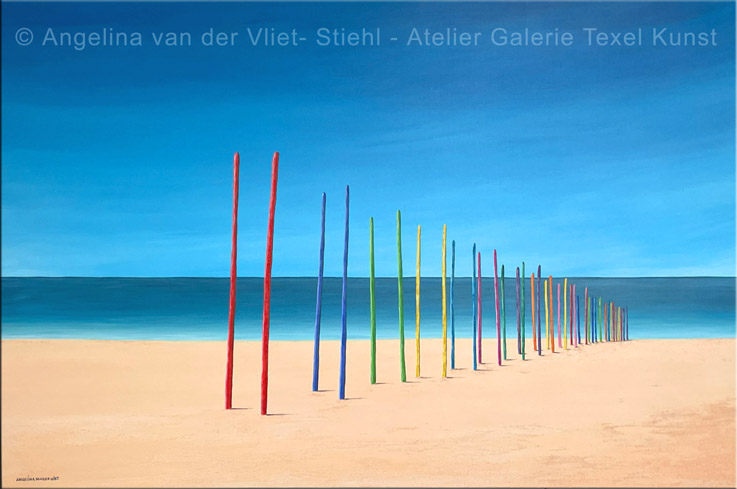 Gemaelde Bunte Steg Texel von Kuenstlerin Angelina van der Vliet - Stiehl