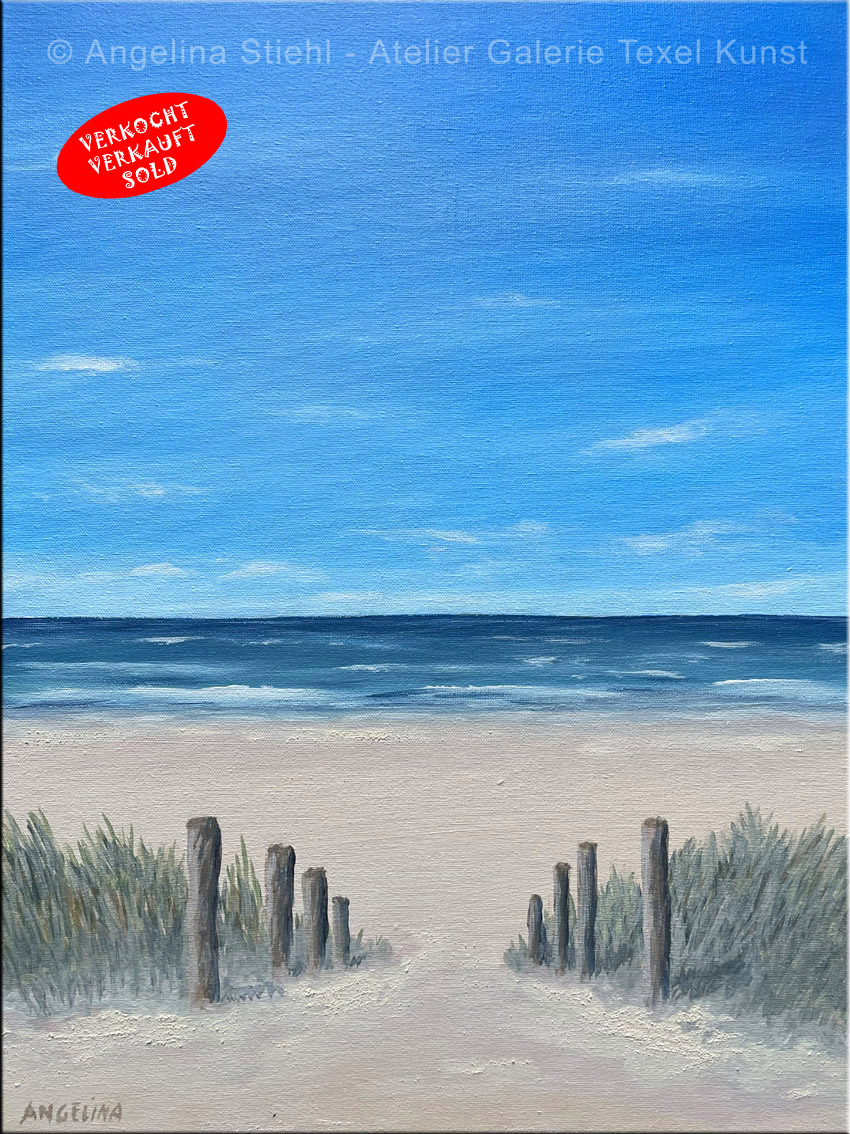 Gem&auml;lde Strandaufgang Texel von Texeler bildender K&uuml;nstlerin Angelina Stiehl
