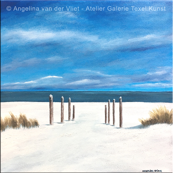 Schilderij Kaap Noord Sneeuw Texel door Angelina van der Vliet - Stiehl