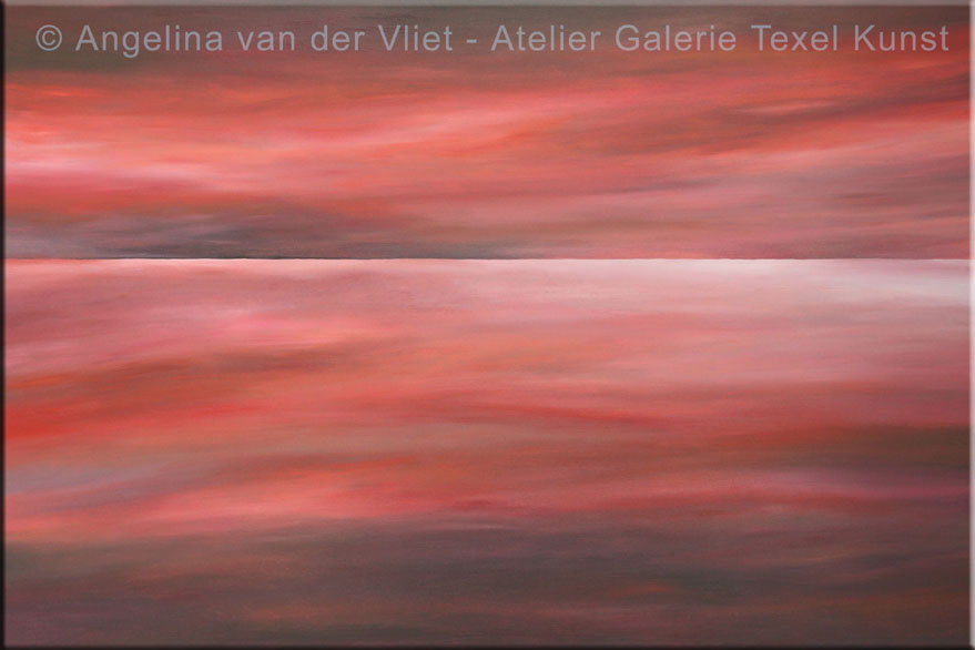 Schilderij Rood Paarse Zee Texel door Angelina van der Vliet - Stiehl