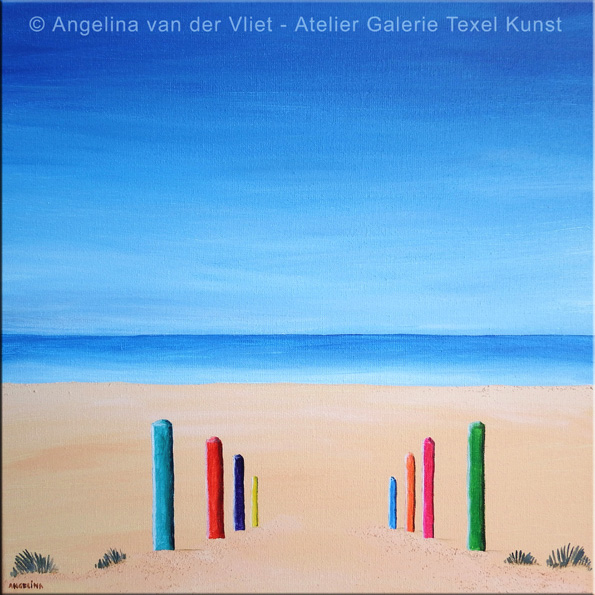 Schilderij Strandopgang Kaap Noord Abstract Texel 3 door Angelina van der Vliet - Stiehl